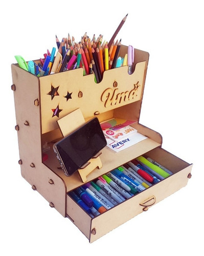 Imagen 5 de 6 de Organizador De Escritorio Y Cajon Fibrofacil + Porta Celular