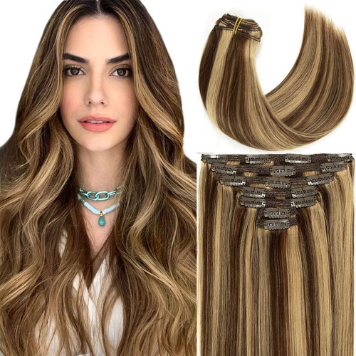 Caliee Extensiones De Cabello Humano Con Clip, Sedoso Y Laci