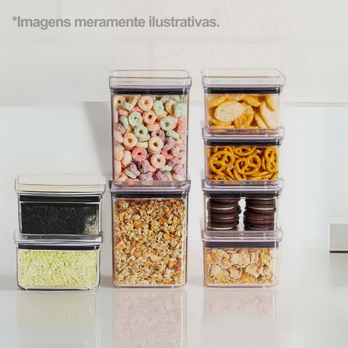 Kit 14 Potes Mantimentos Hermético Quadrado Cozinha