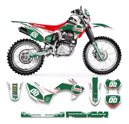 Kit Adesivo Moto Cross Trilha Xr 200 - Verde e Branco