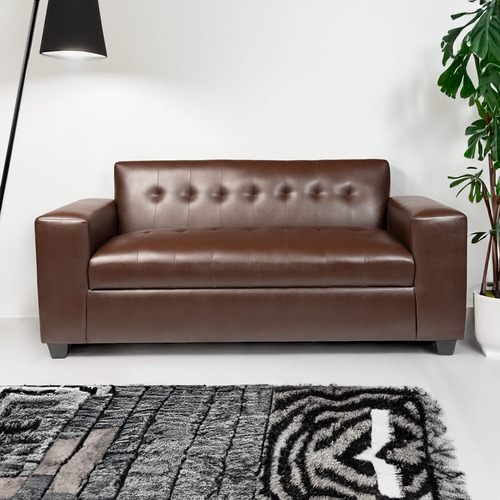 Sofa Dos Cuerpos Ecocuero Chocolate