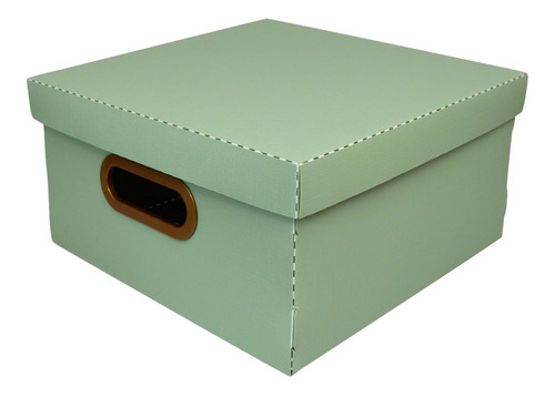 Caja Organizadora Cuadrada Plástica Símil Lino 29x29x15 Color Verde oscuro