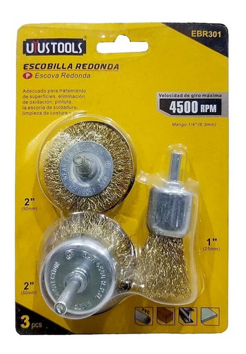 Kit De Cepillo Para Taladro 3 Piezas Calidad Tienda Oferta