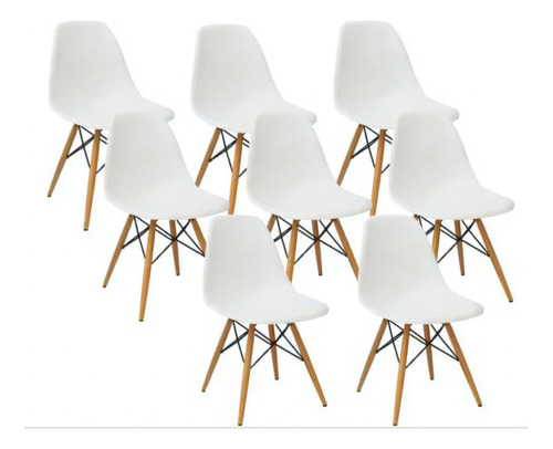 Conjunto 8 Cadeiras Charles Eames Eiffel Dsw - Branca