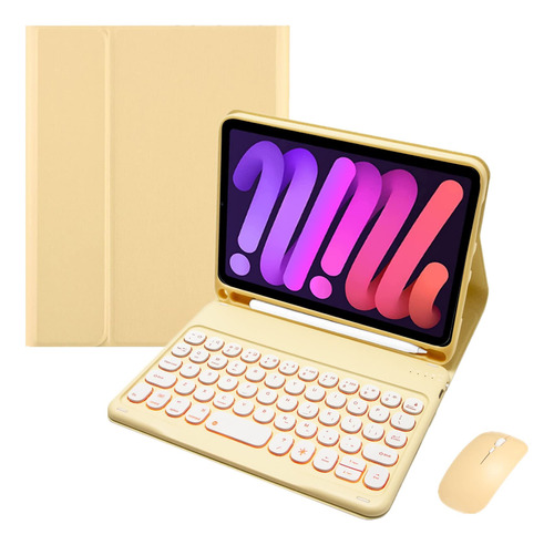 Qyiid Funda Teclado Retroiluminada Mouse Para iPad Mini 6ª 6