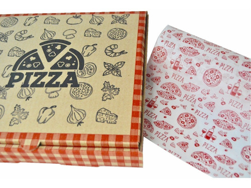 100 Cajas Pizza 27x27cm ($1.395 C/u)+gratis Papel Parafinado