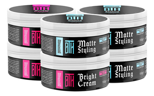Kit 03 Pomada Matte Styling + 3 Brilho Bright Cream Bth 150g