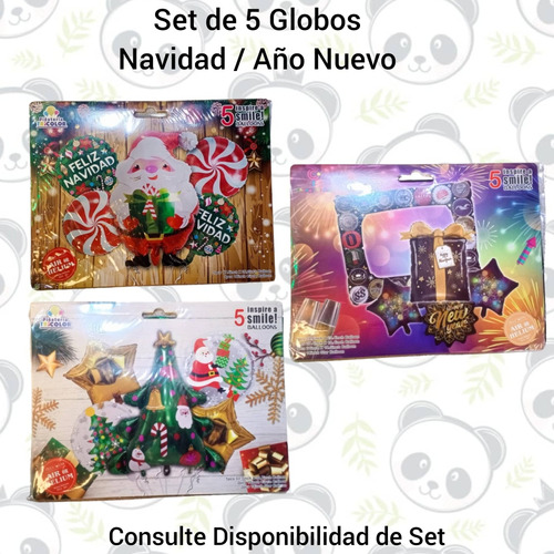 Set De 5 Globos Decoración Navidad / Año Nuevo / Globos 