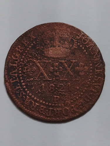 Moeda Cobre 20 Reis Ano 1821 R Mbc Lote 4160