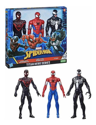 Muñecos Spiderman Miles Morales Y Venom Marvel Titan H 30 Cm