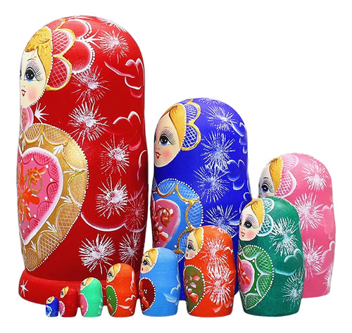 10 Peças Boneca Matryoshka Russa Madeira Pintura