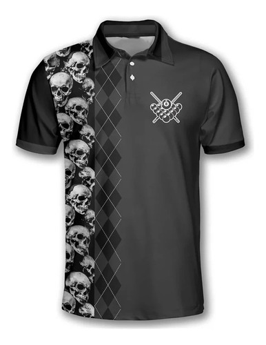 Camiseta Polo De Manga Corta Impresa En 3d De Billar Tennis