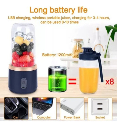 Sa De Mini Vaso Licuadora Portatil Recargable 6 Cuchillas