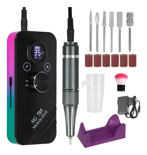 Lixadeira Motor De Unha Nail Dril Elétrica Portátil Vermelho-azulado Iridescente 127/220v