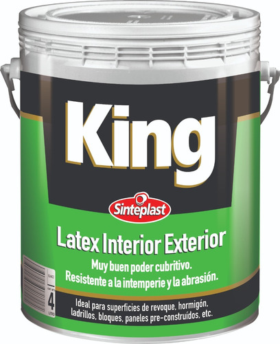 Latex King Exterior Interior 20 Lts Sinteplast Acabado Mate Color Blanco