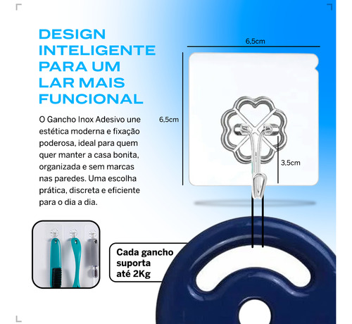 Kit 12 Gancho Adesivo Multiuso Flor Parede Suporte Vassoura