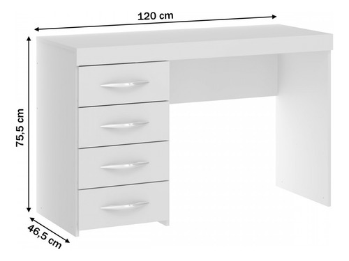 Mesa Escrivaninha 4 Gavetas Branco 711 - Soluzione