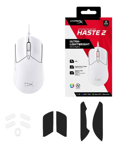 Mouse Hyperx Pulsefire Haste 2 Blanco