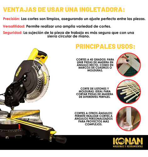 Sierra Ingletadora 255mm 1800w Telescópica Konan Taller