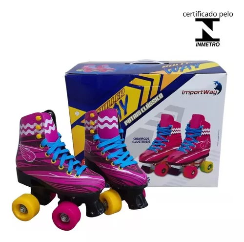 Patins Infantil Menina Quad Roller Skate Ajustável 4 Rodas