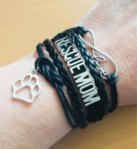 Pulsera Negra Gamuza Rescue Mom