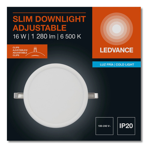 Lampara Led 91195 Empotrable 16w 6500k Ledvance 100- 240 V Blanco