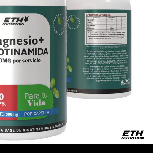 Magnesio + Nicotinamida 60 Caps Energía Celular Eth Sin Sabor