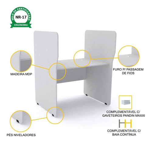 Baia Atendimento Simples Inicial Pandin Maxxi - Cinza Cinza