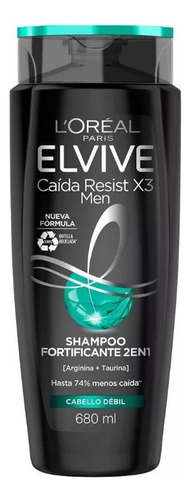 Shampoo L'Oréal Paris Elvive Resistencia a la caída x3 Men arginina + taurina en botella de 680mL por 1 unidad
