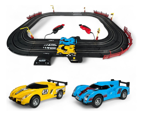 Pista De Carreras Eléctrica Juguete Luptoys 2 Carritos Tres 