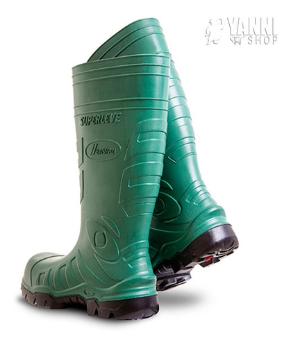 Bota De Borracha Baspan Super Leve Verde Cano Longo