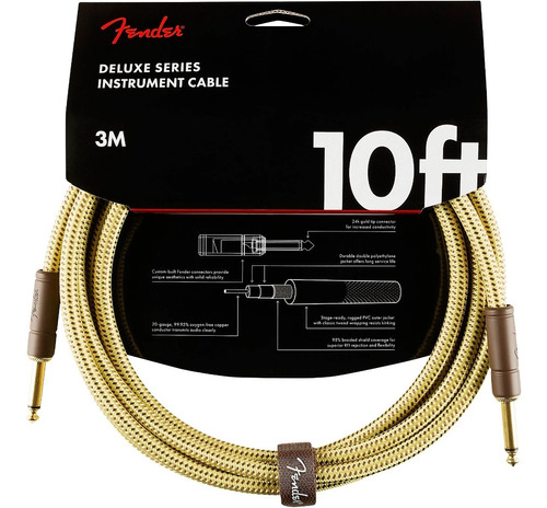 Cable Instrumento Fender Deluxe Series 3 Metros Yellow Tweed