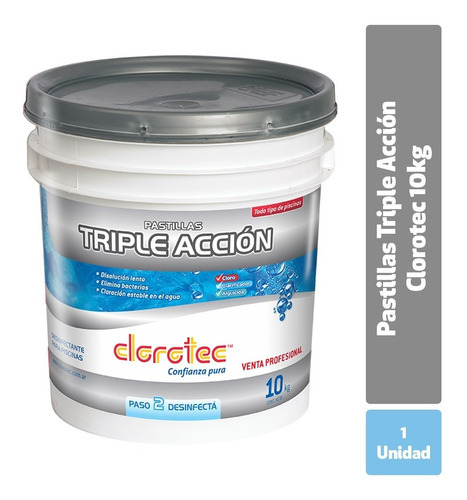 Pastillas Para Piletas Triple Accion Clorotec X 10 Kgs