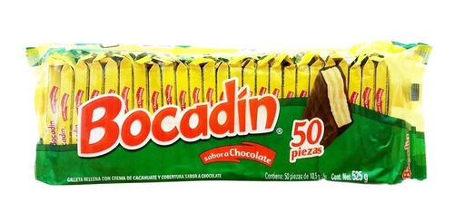 Paquete 50 Bocadín Dulce De  Chocolate Y Galleta Bocadin