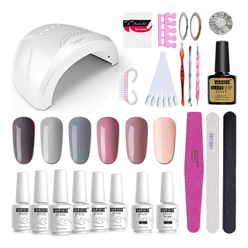 Kit Para Uñas En Gel Con  Lampara Led De 48 W Y Colores