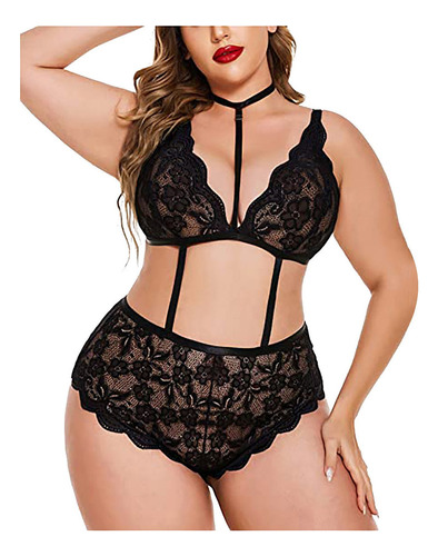 Talla Grande Mujer Encaje Hueco Babydoll Ropa Interior Íntim