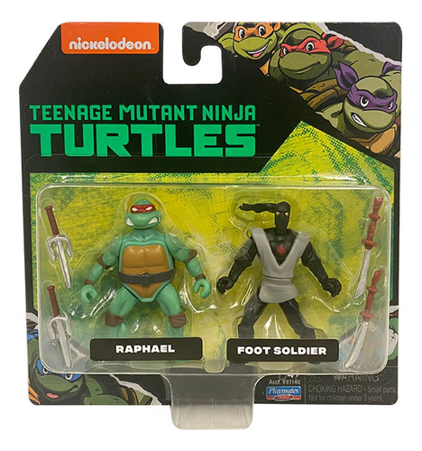 Tortugas Ninja Set 2 Figuras Raphael Y Foot Soldier Int81140