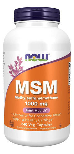 Now Foods, Msm, Metilsulfonilmetano, 1000 Mg, 240 Caps Sfn Sin sabor