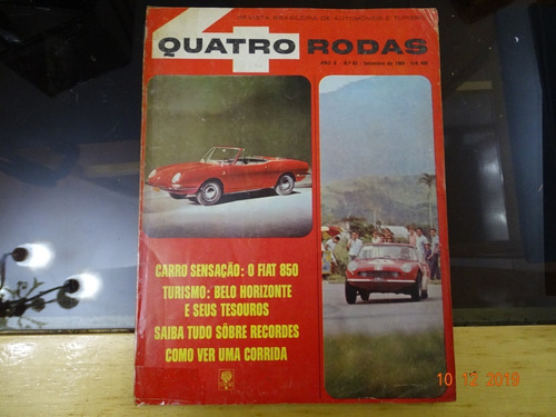 Revista 4 Quatro Rodas 62 Setembro 1965 Fiat 850 Perua R402