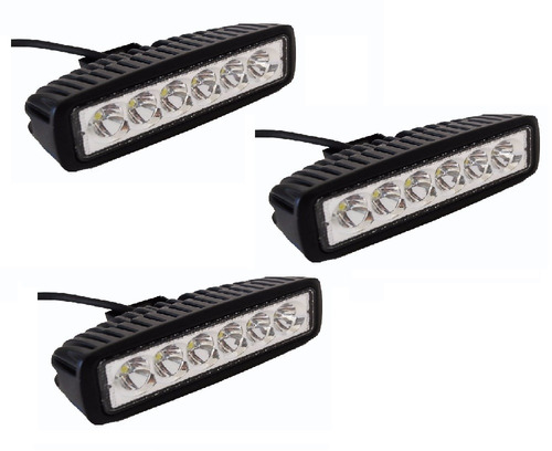 Pack X3 Focos Led Para Autos Barra Led 4x4 Neblinero 18w