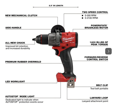 Taladro Percutor Inalambrico Fuel M18 Milwaukee 2904-259