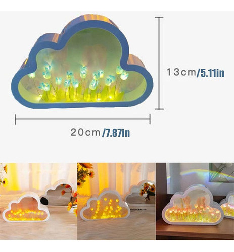 Luz Nocturna Con Espejo De Tulipán De Nube Para Dormitorio