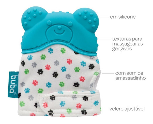 Imagem 5 de 5 de Kit Luvas Mordedor Bebê Recém Nascido + Massageador Buba