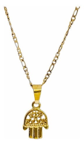 Cadena Y Dije Colgante Hamsa, Mano Fátima Enchapado, Dorado