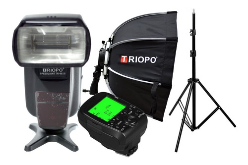 Kit Flash Triopo 982iii Emisor Ttl G1 Pie Octo Soft Box 90cm