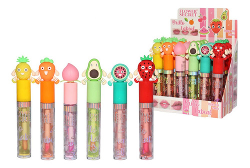 Pack 6 Brillo Labial Frutas Variadas Para Niña Flower Secret