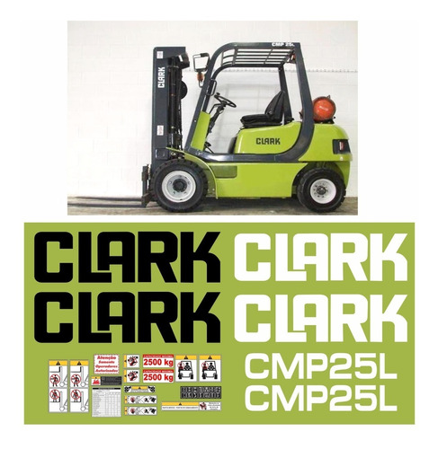 Kit Adesivo Gráfico Empilhadeira Clark Cmp25l + Etiqueta Mk