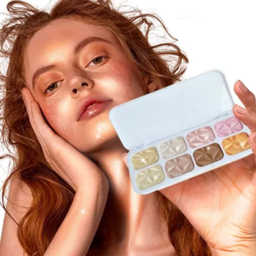 Kit De Maquillaje 8 En 1: Rubor E Iluminador