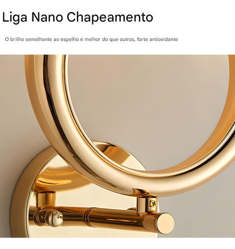 Arandela Area Interna Parede Quarto Led Dourada Moderna 6w