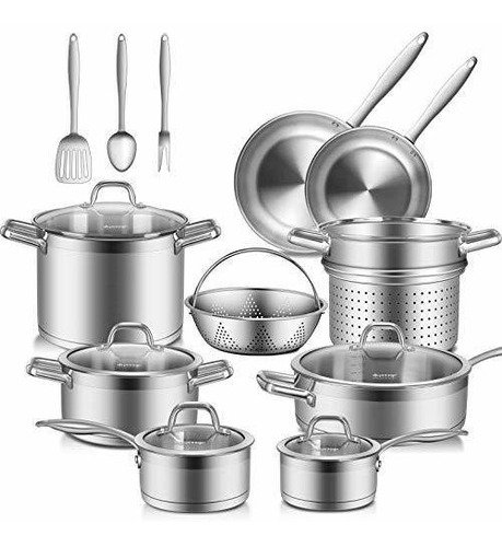 Bateria Duxtop Juego De 17 Piezas De Acero Inoxidable Cocina
